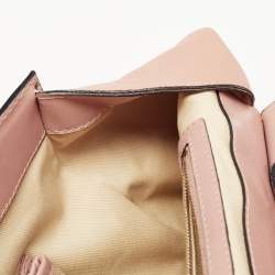 Pre Owned Valentino Light Pink/Beige Leather Aphrodite Bow Top Handle Bag