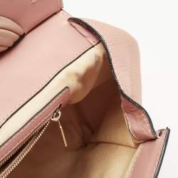Pre Owned Valentino Light Pink/Beige Leather Aphrodite Bow Top Handle Bag