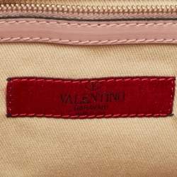 Pre Owned Valentino Light Pink/Beige Leather Aphrodite Bow Top Handle Bag