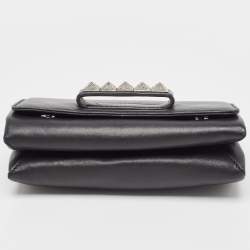 Pre Owned Valentino Black Leather Va Va Voom Crystals Clutch