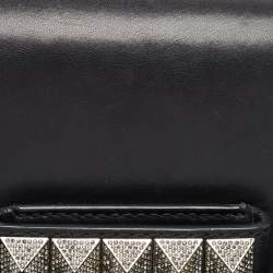 Pre Owned Valentino Black Leather Va Va Voom Crystals Clutch