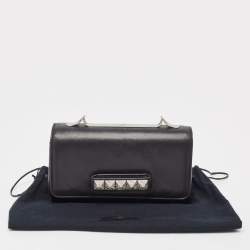 Pre Owned Valentino Black Leather Va Va Voom Crystals Clutch