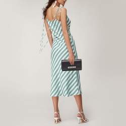 Pre Owned Valentino Black Leather Va Va Voom Crystals Clutch