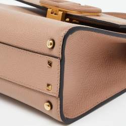 Pre Owned Valentino Beige Leather Small VSling Top Handle Bag