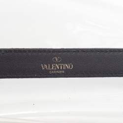 Pre Owned Valenitno Transparent/Black PVC and Leather VLTN Shopper Tote