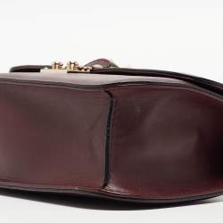 Pre Owned Valentino Burgundy Leather Medium Rockstud Glam Lock Flap Bag