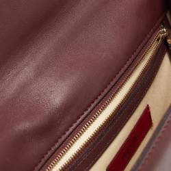 Pre Owned Valentino Burgundy Leather Medium Rockstud Glam Lock Flap Bag