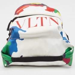Valentino Multicolor Camo Print Nylon VLTN Logo Backpack