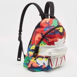 Valentino Multicolor Camo Print Nylon VLTN Logo Backpack