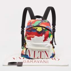 Valentino Multicolor Camo Print Nylon VLTN Logo Backpack
