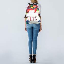 Valentino Multicolor Camo Print Nylon VLTN Logo Backpack