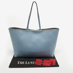 Pre Owned Valentino Light Blue Leather Rockstud Tote