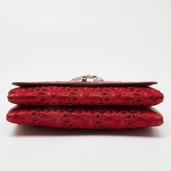 Valentino Red Leather and Lace Va Va Voom Shoulder Bag