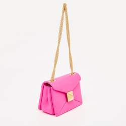 Pre Owned Valentino Pink Leather One Stud Flap Shoulder Bag