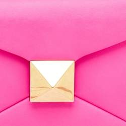 Pre Owned Valentino Pink Leather One Stud Flap Shoulder Bag