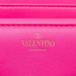 Pre Owned Valentino Pink Leather One Stud Flap Shoulder Bag