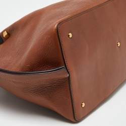 Pre Owned Valentino Brown/Black Leather Medium VLOGO Escape Tote