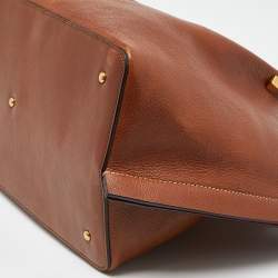 Pre Owned Valentino Brown/Black Leather Medium VLOGO Escape Tote