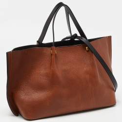 Pre Owned Valentino Brown/Black Leather Medium VLOGO Escape Tote