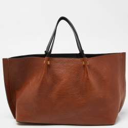 Pre Owned Valentino Brown/Black Leather Medium VLOGO Escape Tote