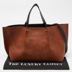 Pre Owned Valentino Brown/Black Leather Medium VLOGO Escape Tote