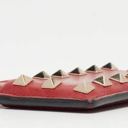 Pre Owned Valentino Red Leather Rockstud Card Holder