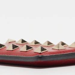 Pre Owned Valentino Red Leather Rockstud Card Holder