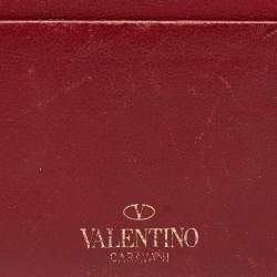 Pre Owned Valentino Red Leather Rockstud Card Holder