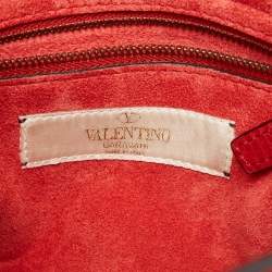 Valentino Red Leather My Rockstud Beaded Top Handle Bag