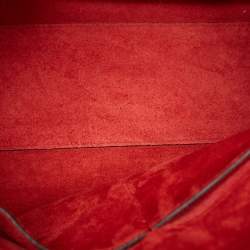 Pre Owned Valentino Red Leather My Rockstud Beaded Top Handle Bag