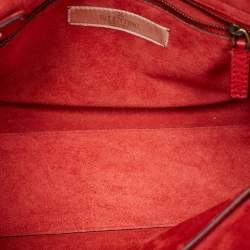 Pre Owned Valentino Red Leather My Rockstud Beaded Top Handle Bag