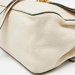 Pre Owned Valentino Cream Leather Vring Flap Top Handle Bag