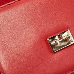 Valentino Red Leather Small Rockstud Glam Lock Flap Bag