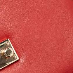 Valentino Red Leather Small Rockstud Glam Lock Flap Bag