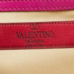 Valentino Fuchsia Leather Small Rockstud Glam Lock Flap Bag