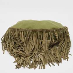 Pre Owned Valentino Military Green Canvas Fringe Hobo
