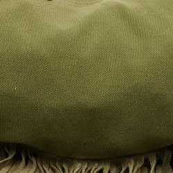Pre Owned Valentino Military Green Canvas Fringe Hobo