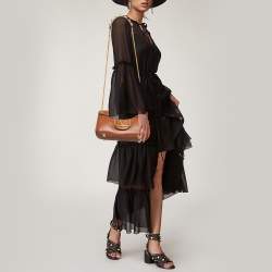 Pre Owned Valentino Brown Leather Stud Sign Shoulder Bag