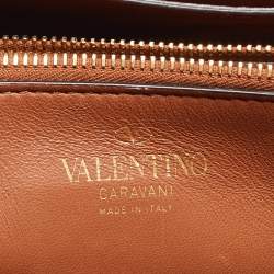 Pre Owned Valentino Brown Leather Stud Sign Shoulder Bag