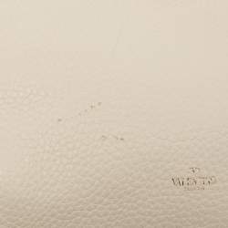 Pre Owned Valentino Off White Leather Small Rockstud Hobo