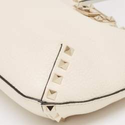 Pre Owned Valentino Off White Leather Small Rockstud Hobo