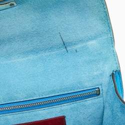 Pre Owned Valentino Metallic Blue Leather Small Rockstud Glam Lock Flap Bag