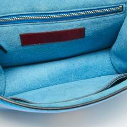 Pre Owned Valentino Metallic Blue Leather Small Rockstud Glam Lock Flap Bag