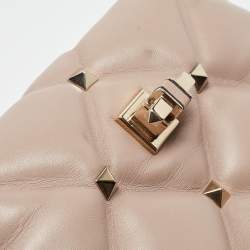 Valentino Old Rose Quilted Leather Mini Candystud Top Handle Bag