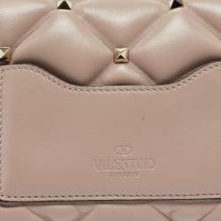 Valentino Old Rose Quilted Leather Mini Candystud Top Handle Bag