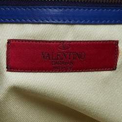 Pre Owned Valentino Blue Leather Rockstud Trapeze Tote with Wallet