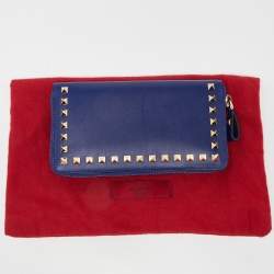 Pre Owned Valentino Blue Leather Rockstud Trapeze Tote with Wallet