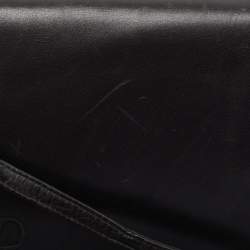 Pre Owned Valentino Black/Red Leather Logo Embossed Oversized Clutch Bag