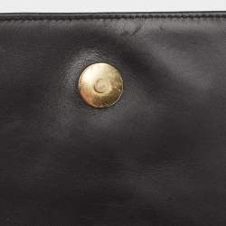Pre Owned Valentino Black/Red Leather Logo Embossed Oversized Clutch Bag