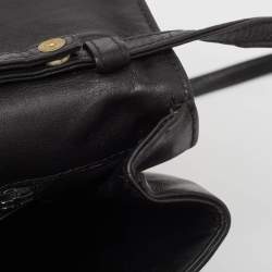 Pre Owned Valentino Black/Red Leather Logo Embossed Oversized Clutch Bag
